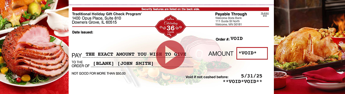 36 years providing turkey and ham gift checks certifcates and vouchers